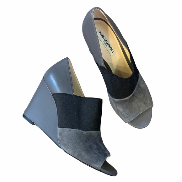 Karl Lagerfeld Moyen Darci Wedges 7M Black Gray